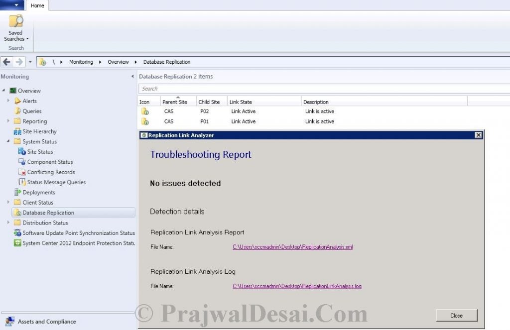 Replication Link Analyzer In Configuration Manager