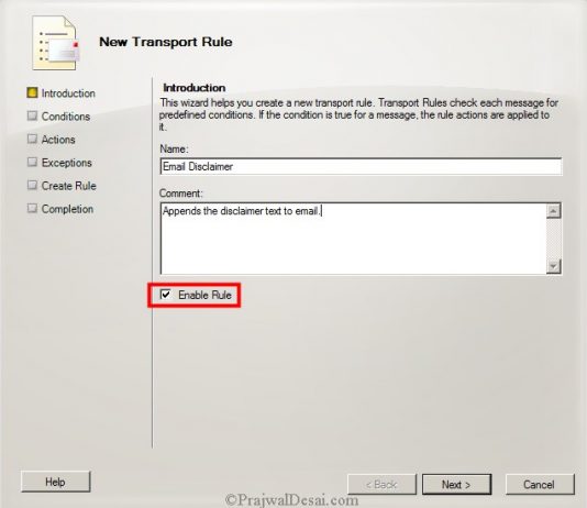 How To Configure A Disclaimer In Exchange 2010 Snap 2 » Prajwal Desai