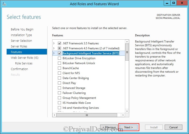 Installing Prerequisites for configuration manager 2012 R2