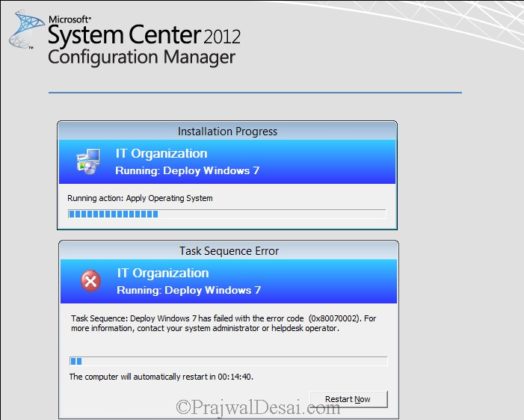 Fix SCCM Task Sequence Failed with Error Code 0x80070002