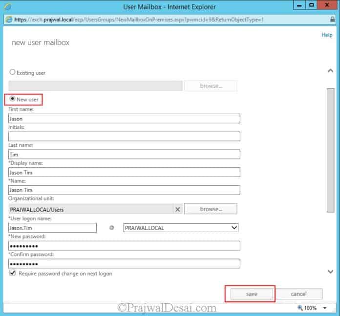 Create User Mailbox in Exchange Server 2013 » Prajwal Desai