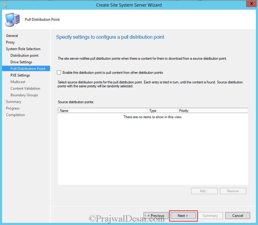 Configure Pull Distribution Point Settings