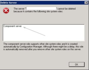 Error while removing the Component Server role » Prajwal Desai