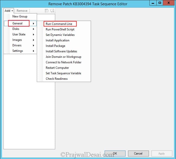 Task Sequence Run Command Line | Rollback a Patch using SCCM