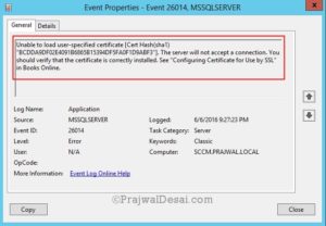Create ConfigMgr SQL Server Identification Certificate » Prajwal Desai