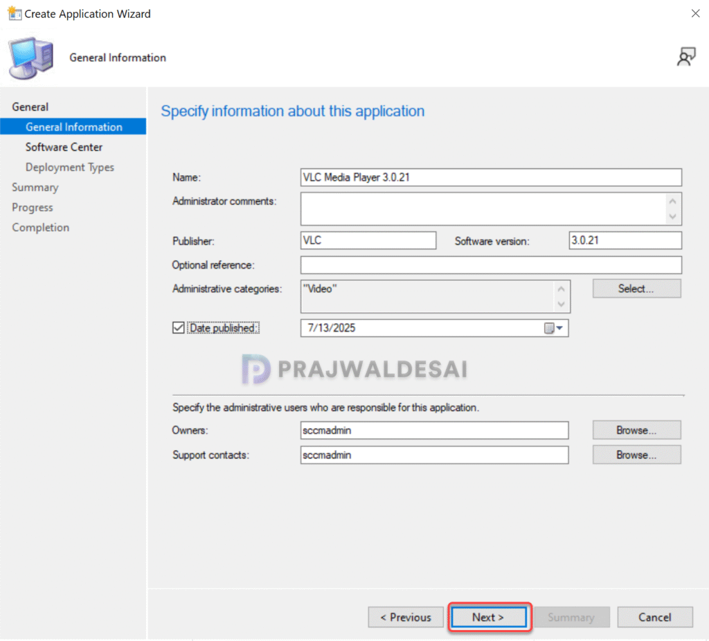 Create VLC Application in SCCM