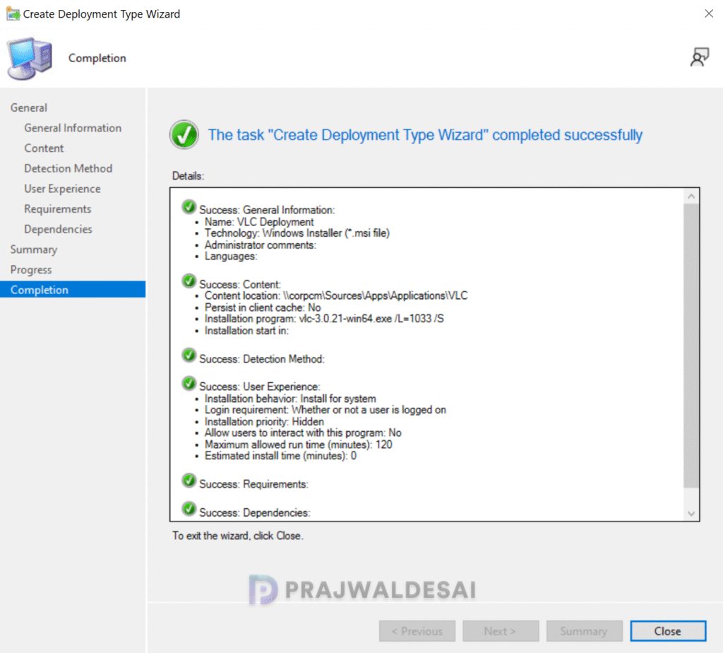 Create VLC Media Player Application in Configuration Manager