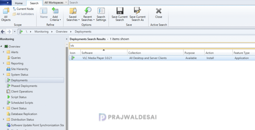 Monitor VLC Player deployment in SCCM