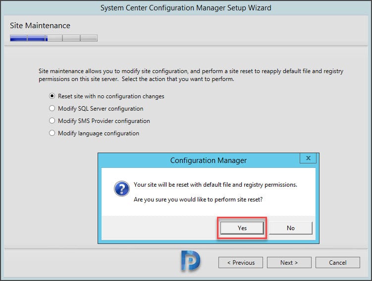 Perform SCCM Configuration Manager Site Reset