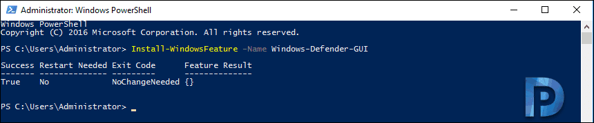 Use PowerShell to Turn on Windows Defender GUI on Windows Server