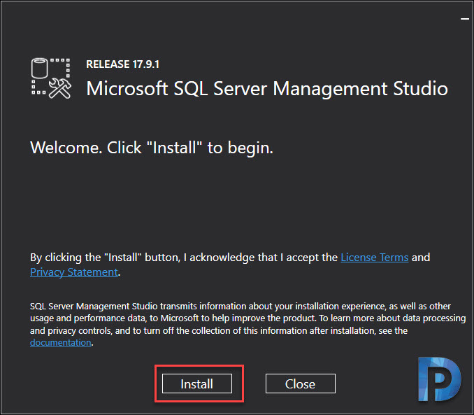 Install SQL server management studio