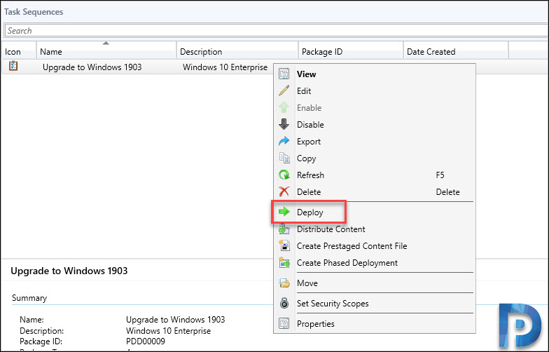 Deploy Windows 10 1903 Upgrade Task Sequence