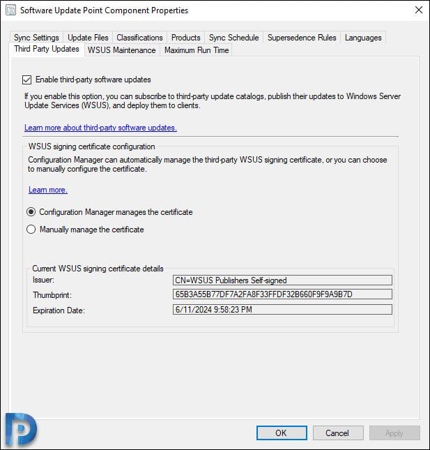 Enable Third-party updates in SCCM