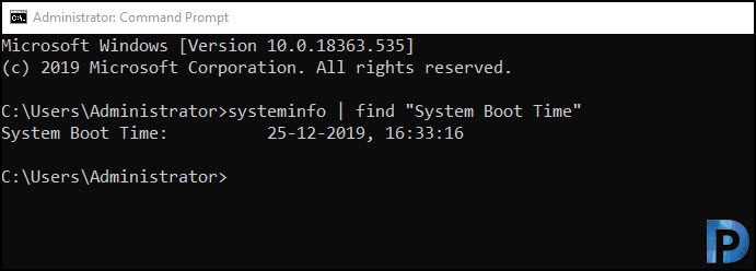 Check Windows 10 Computer Uptime using Command Prompt