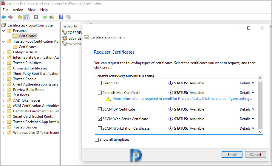PKI Certificates for Windows 10 Distribution Point 