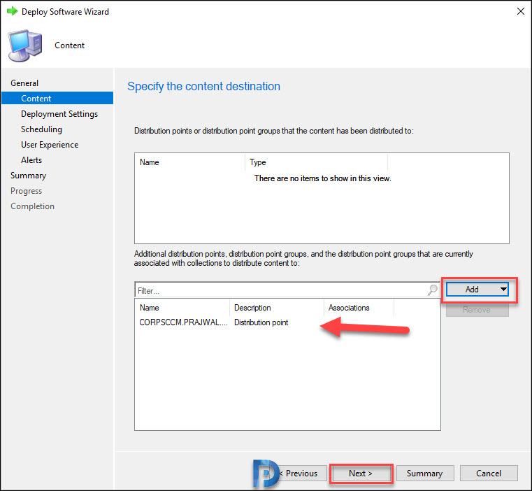 distribute the application to SCCM distribution points