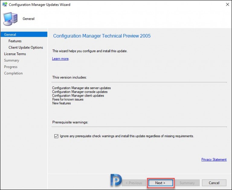 Technical Preview Install Technical Preview Version 2005 SCCM | ConfigMgr