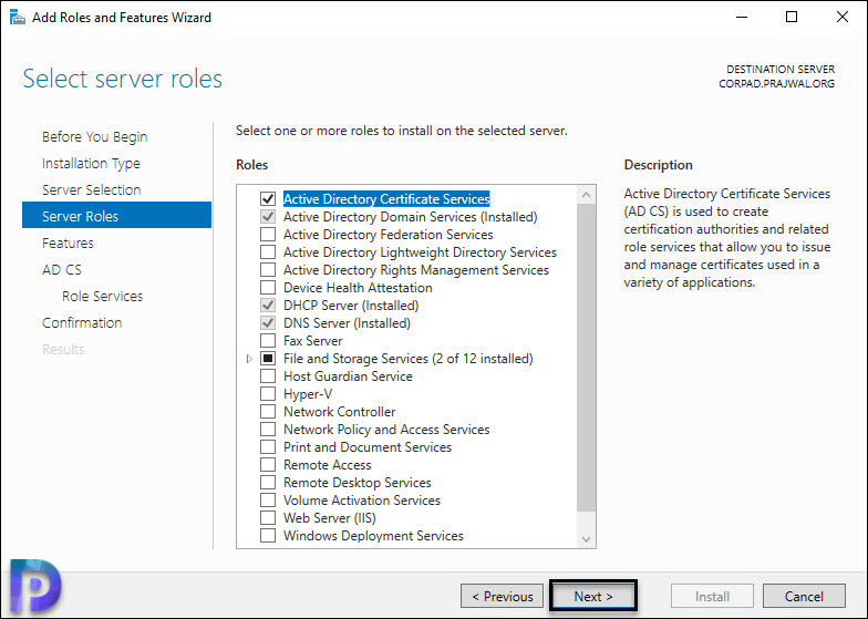 Install Active Directory Certificate Services