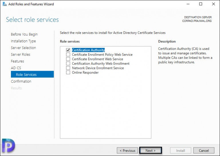 Install Enterprise Root Certificate Authority