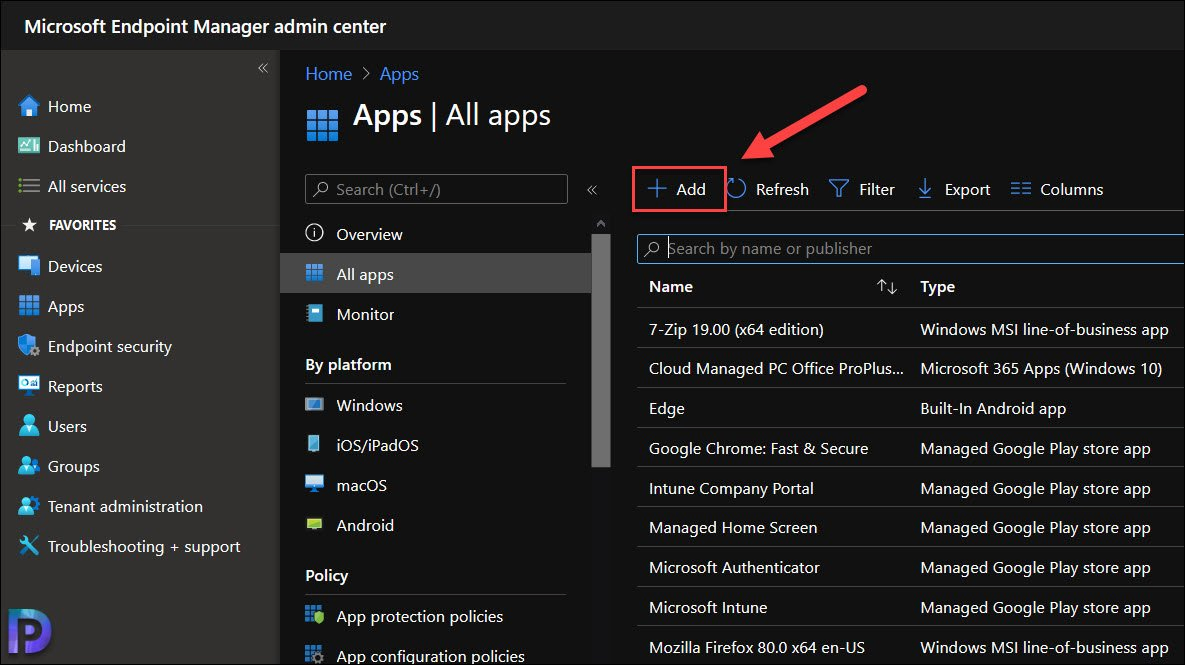 Add New Application In Intune