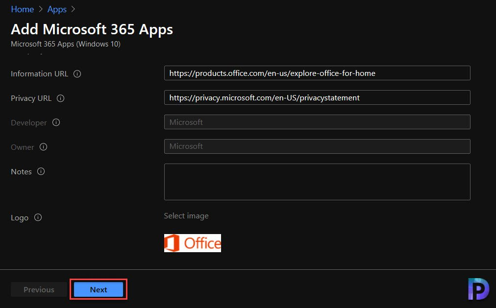 Add Microsoft 365 Apps