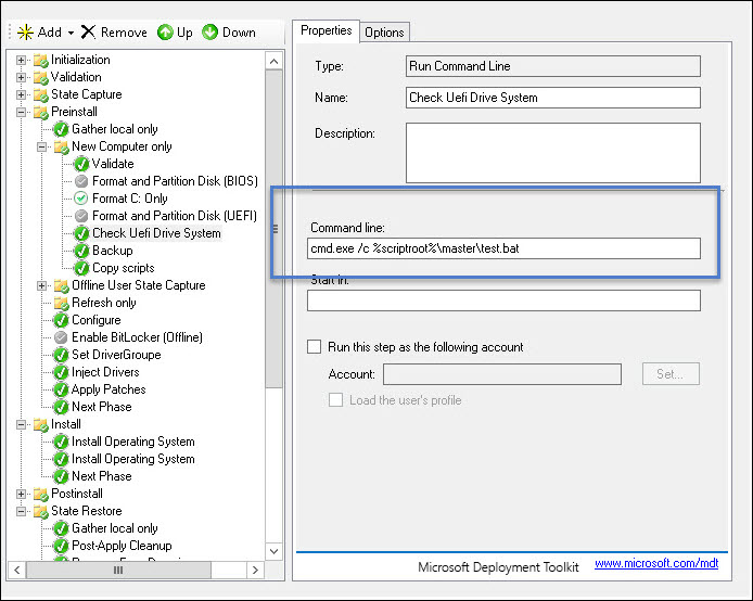 MDT Create Extra Partition and Deploy Task Sequence Snap16