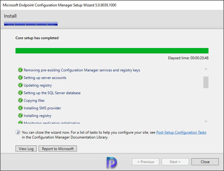 Configuration Manager Technical Preview installation is complete