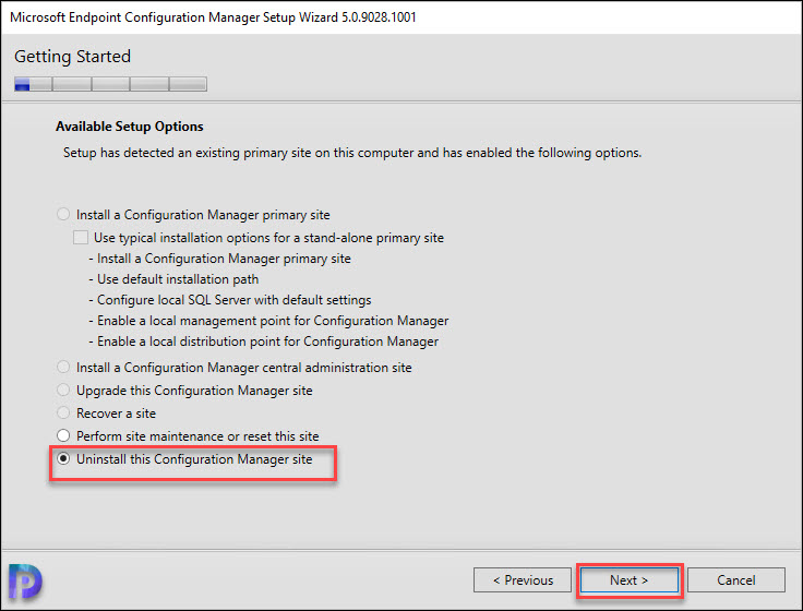 Uninstall Configuration Manager site
