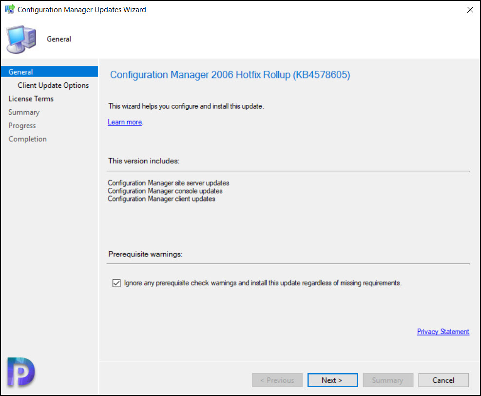 Install Configuration Manager 2006 Hotfix Rollup (KB4578605)
