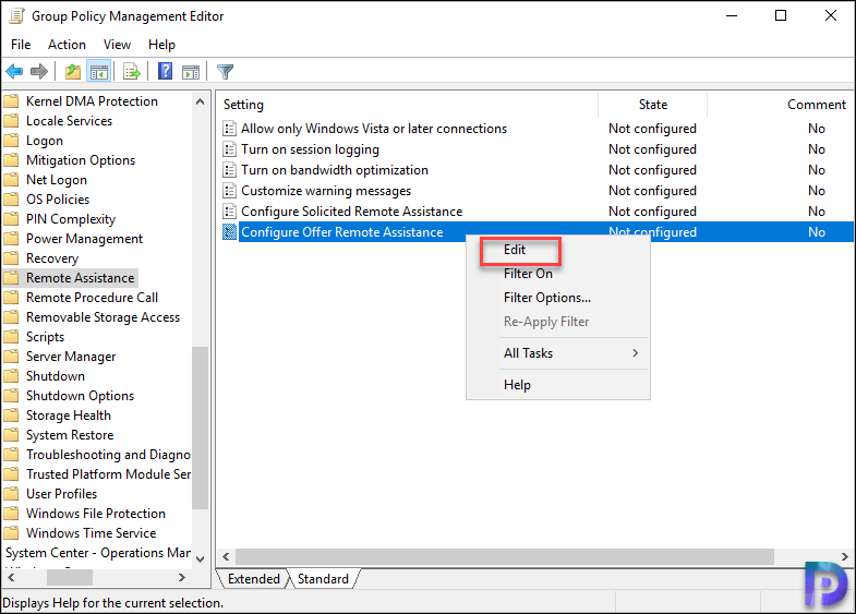 Enable Remote Assistance using group policy