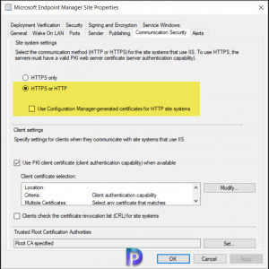 Enable Site System Roles for HTTPS or Enhanced HTTP