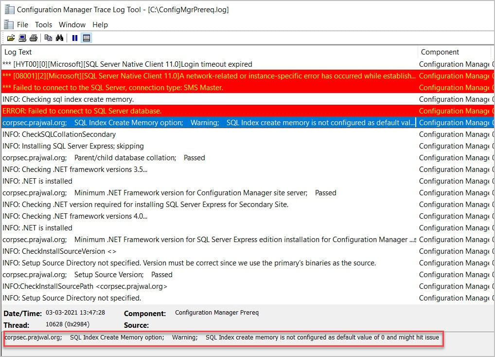 ERROR: Failed to connect to SQL Server database