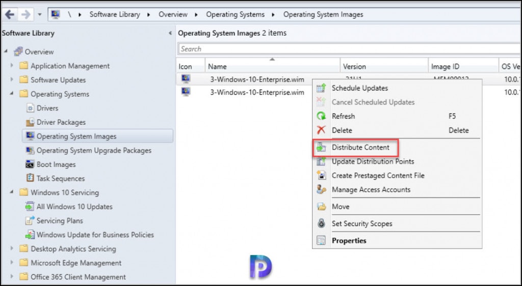 Distribute the Windows 10 21H1 Content to Distribution Points