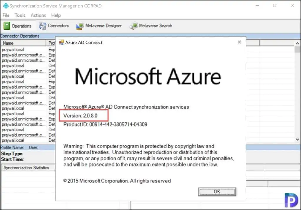 Get Azure AD Connect version from Synchronization Service Manager
