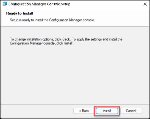 Install Configuration Manager Console