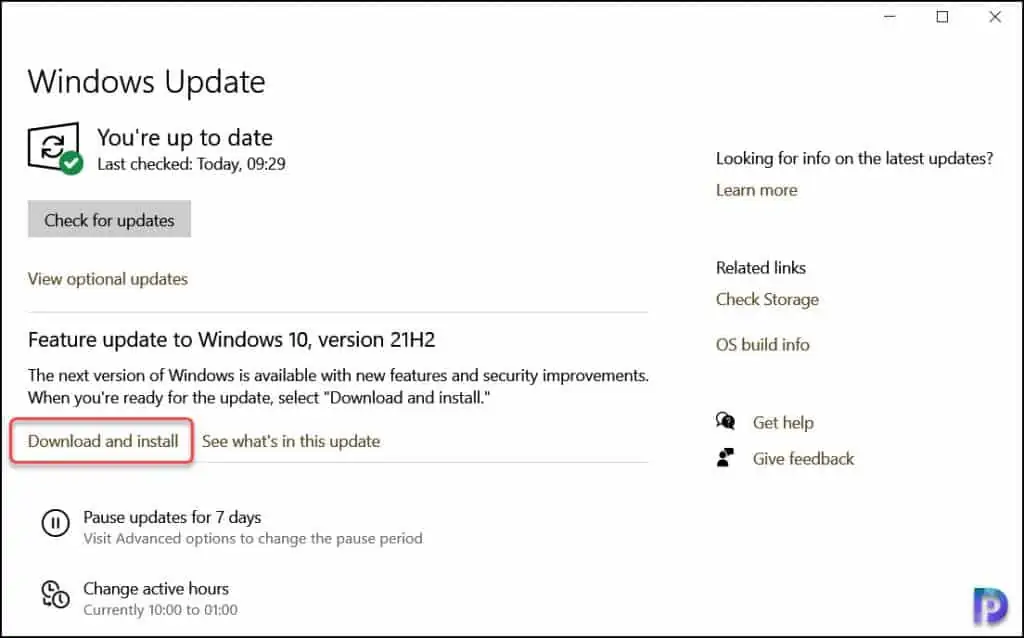 Install Windows 10 21H2 Update