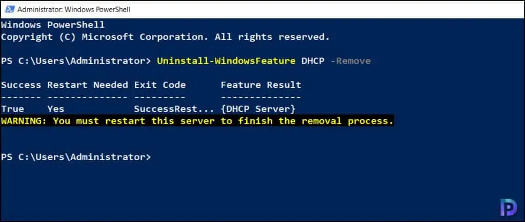 Remove DHCP Role using PowerShell on Windows Server