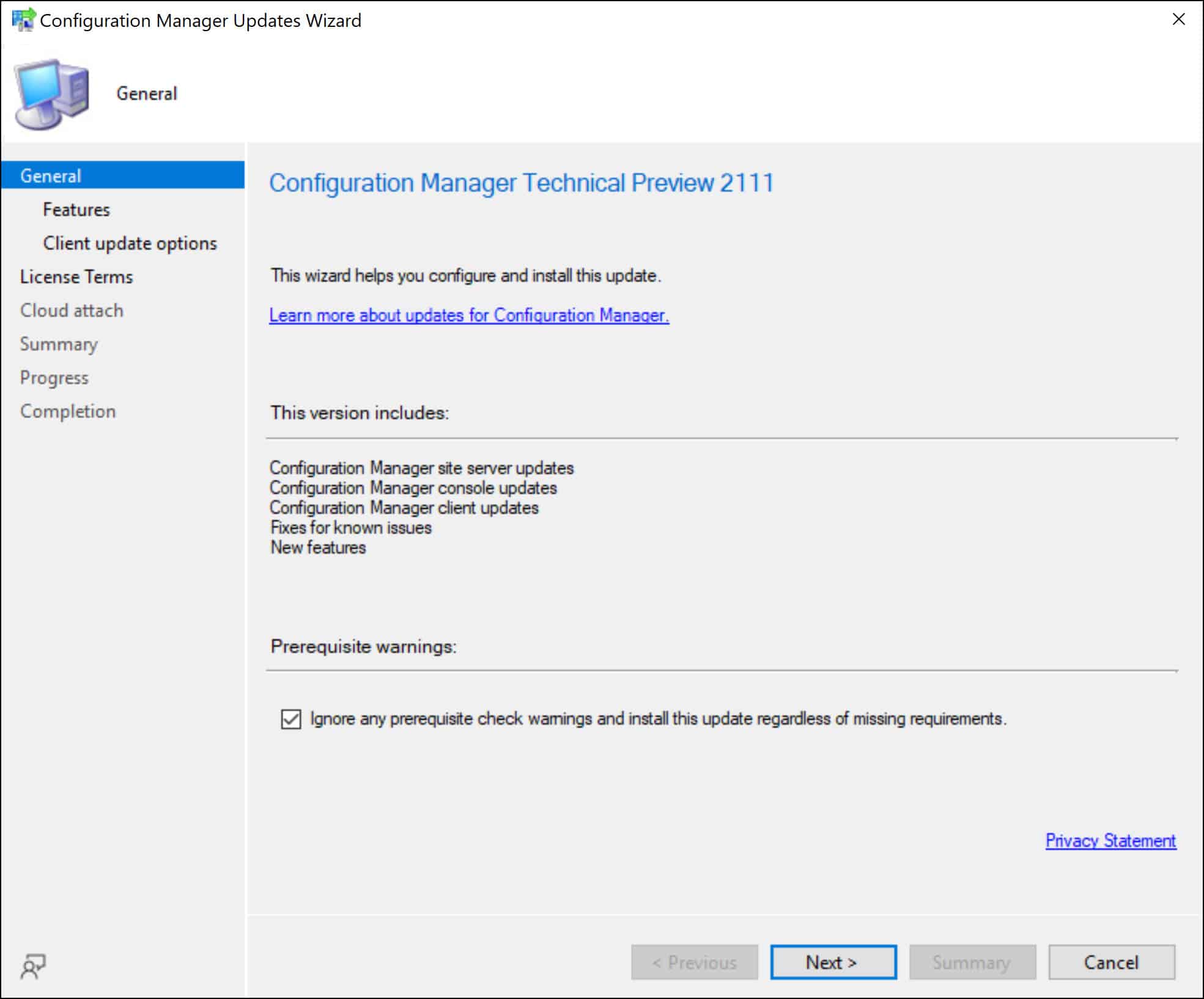 Technical Preview Configuration Manager Technical Preview 2111 New Features