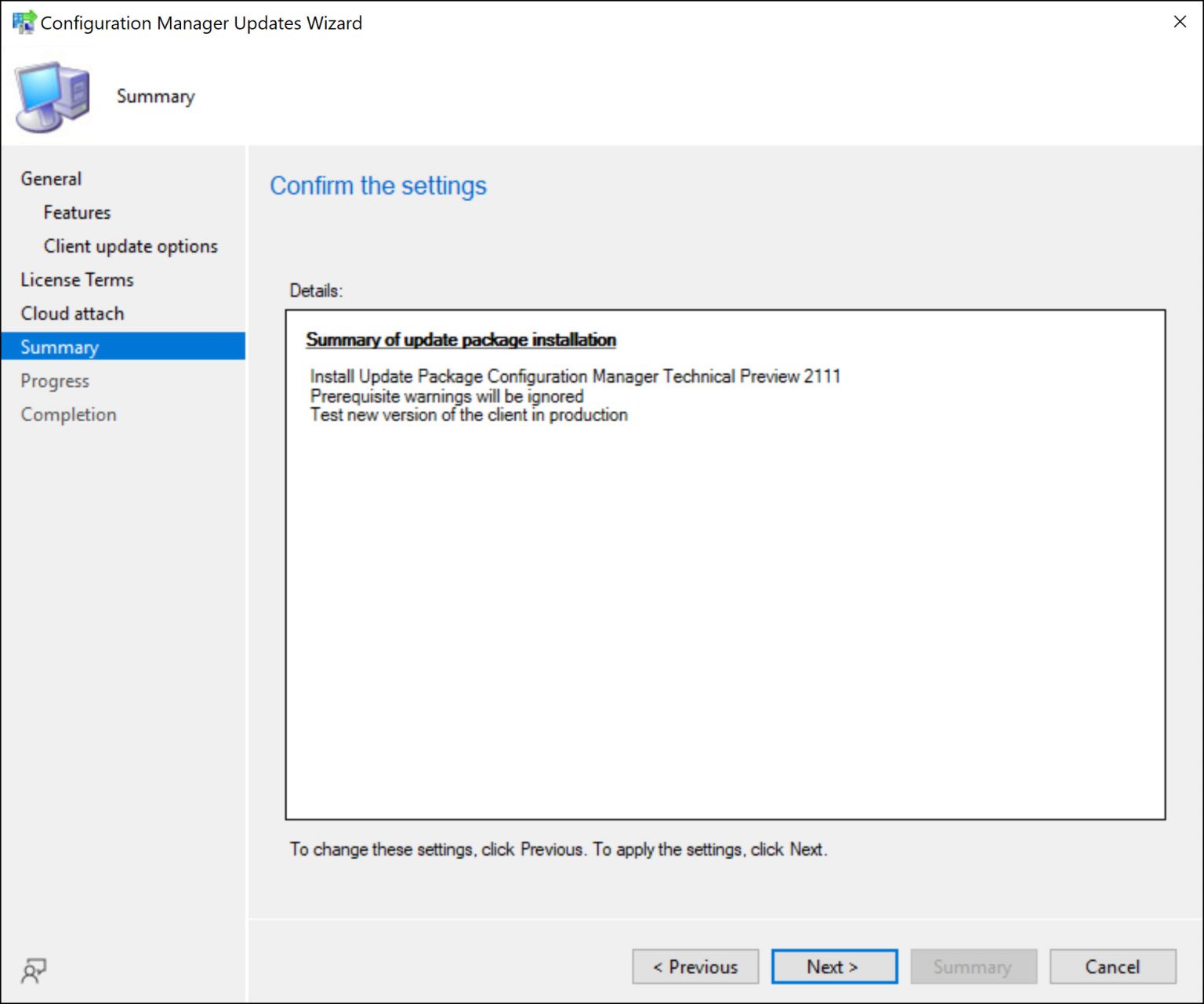 Technical Preview Configuration Manager Technical Preview 2111 New Features