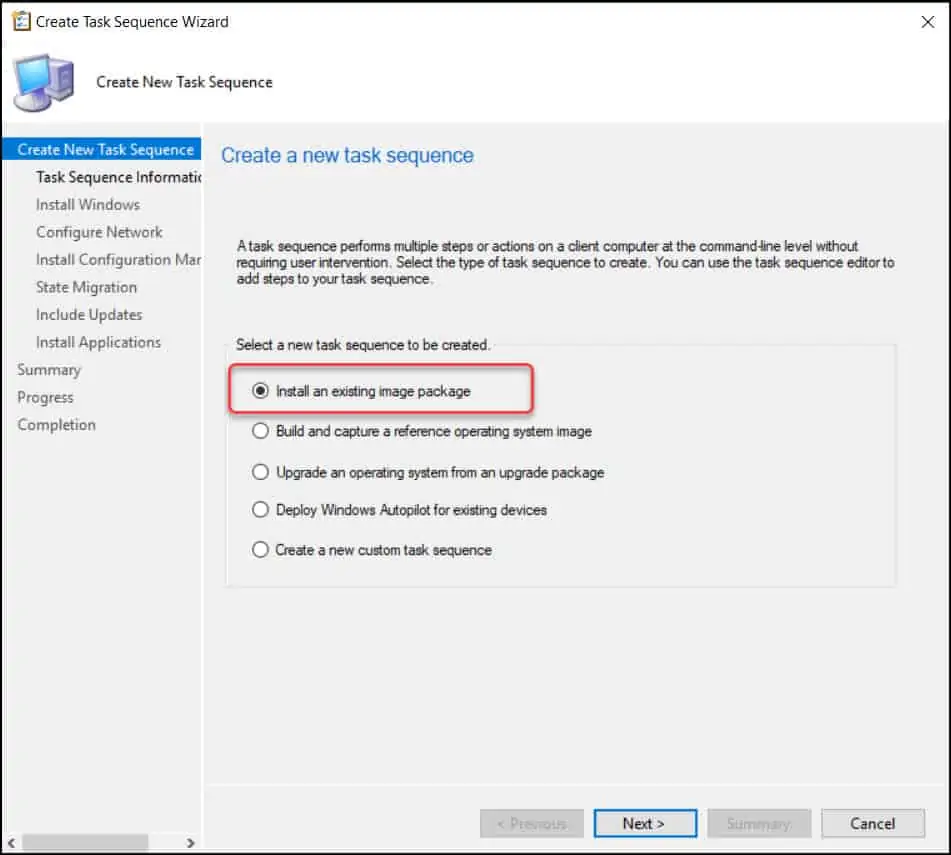 Create ConfigMgr Task Sequence to Deploy Windows 10 21H2