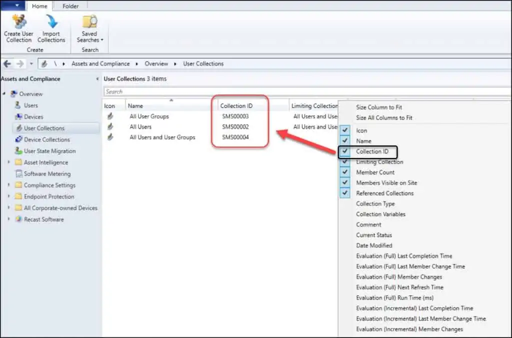 Find Collection ID in SCCM - User Collection