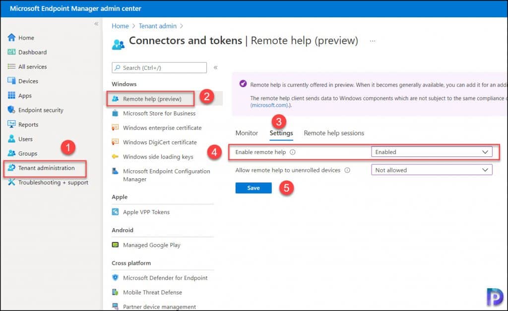 Enable Intune Remote Help