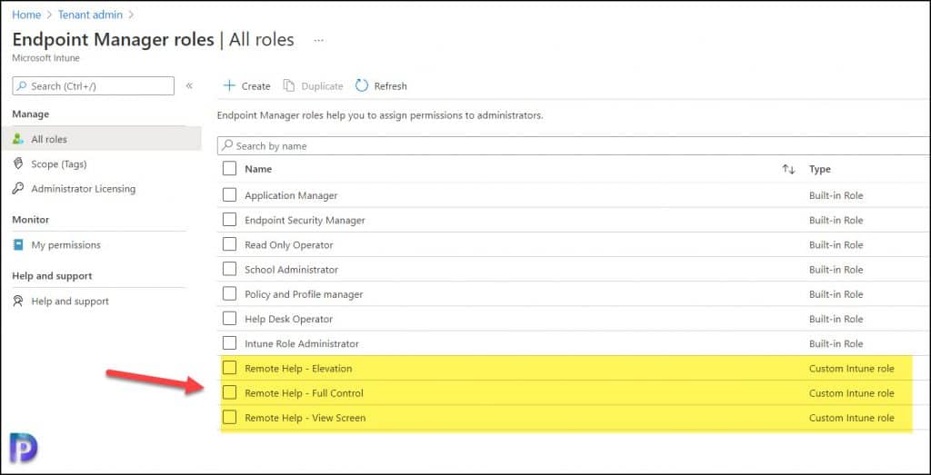 Custom Roles for Intune Remote Help