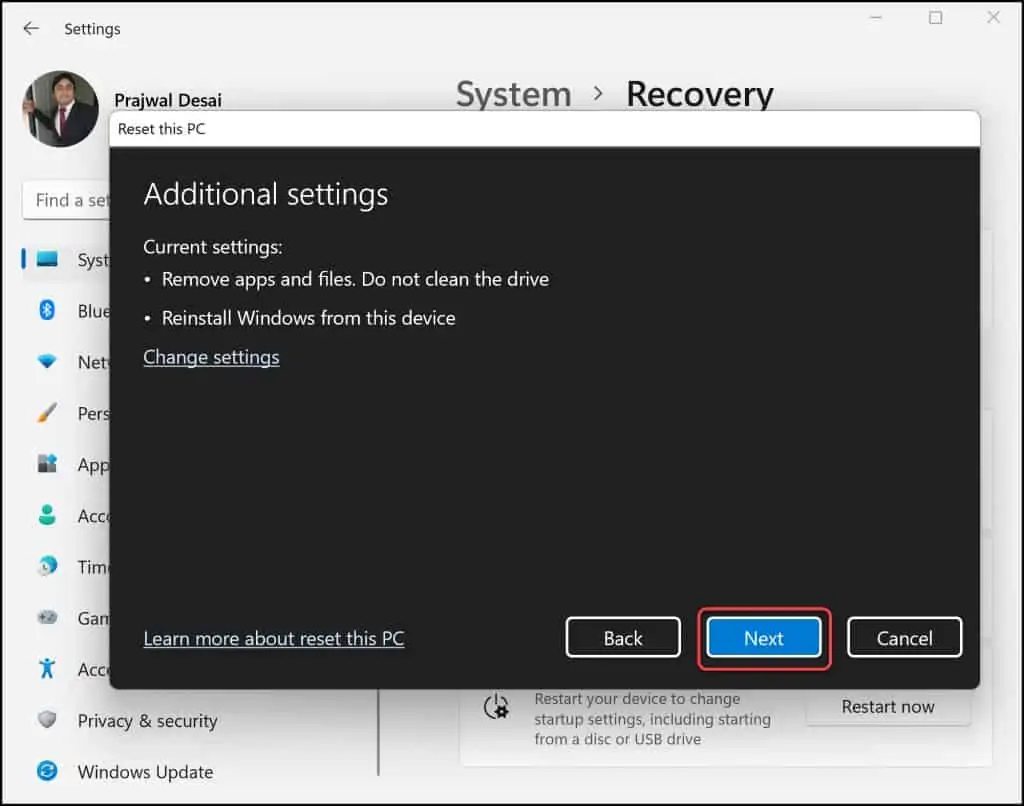 Factory Reset a Windows 11 PC