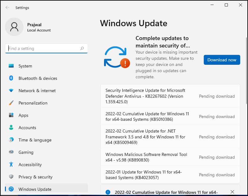Install Windows 11 Updates
