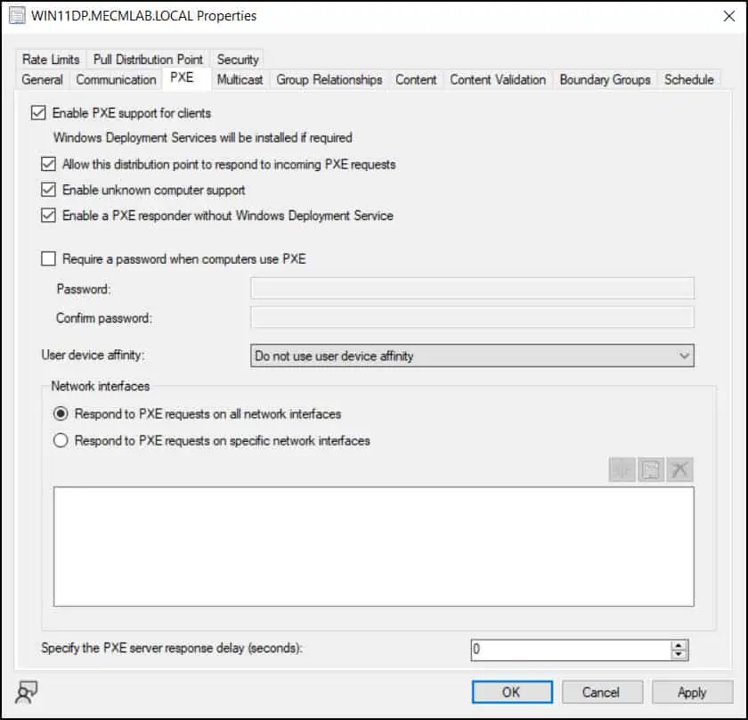 Enable PXE Responder on Windows 11 Distribution Point