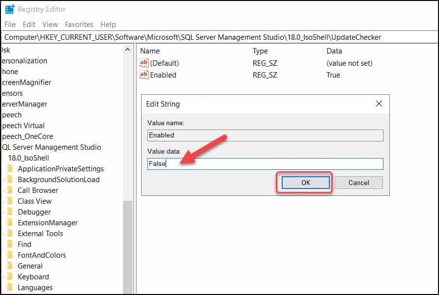 Disable SSMS Automatic Updates using Registry