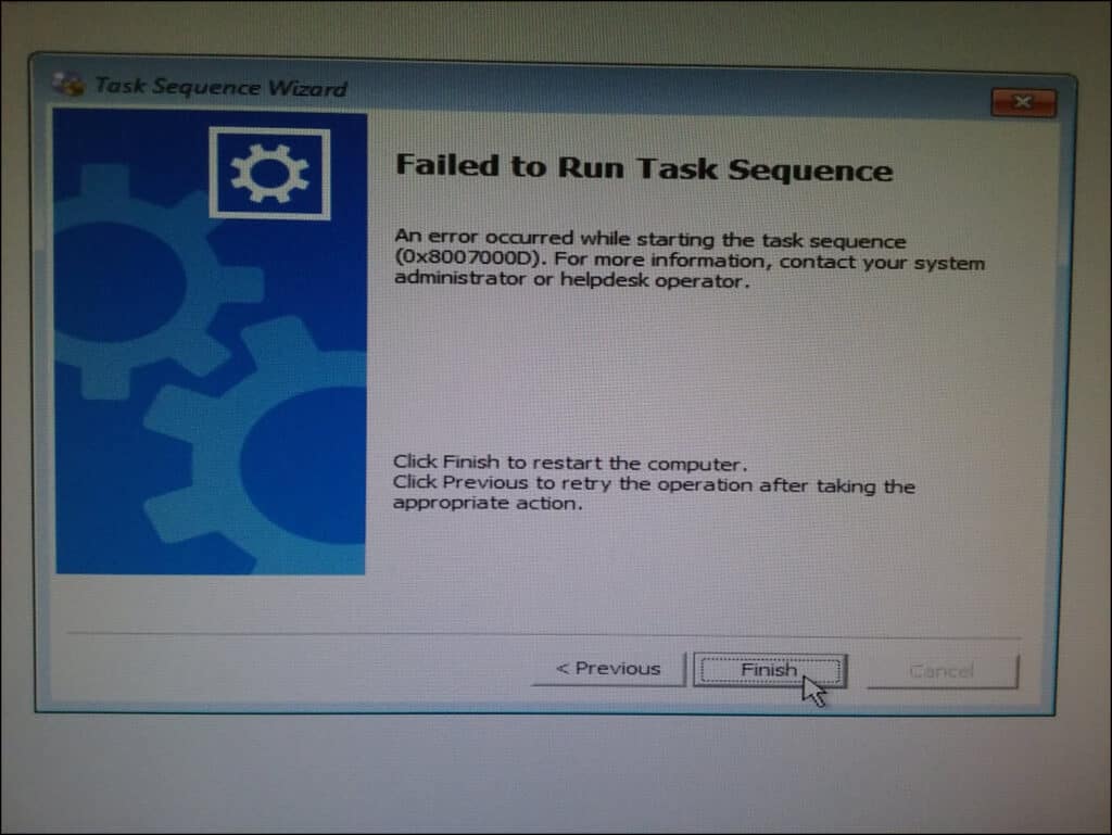 SCCM Task Sequence Error 0X8007000D