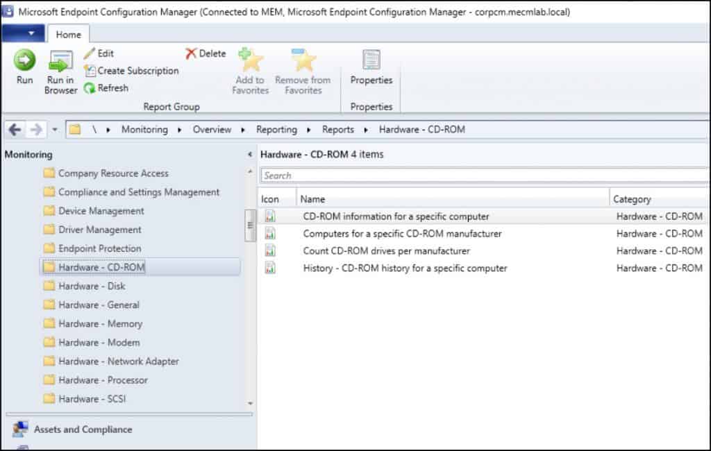 Hardware CD-ROM SCCM Reports