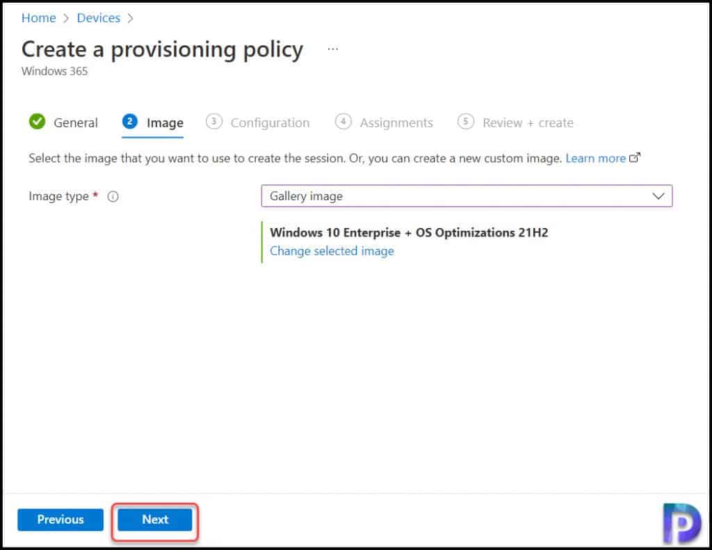 Image Selection | Provisioning Policy in Windows 365